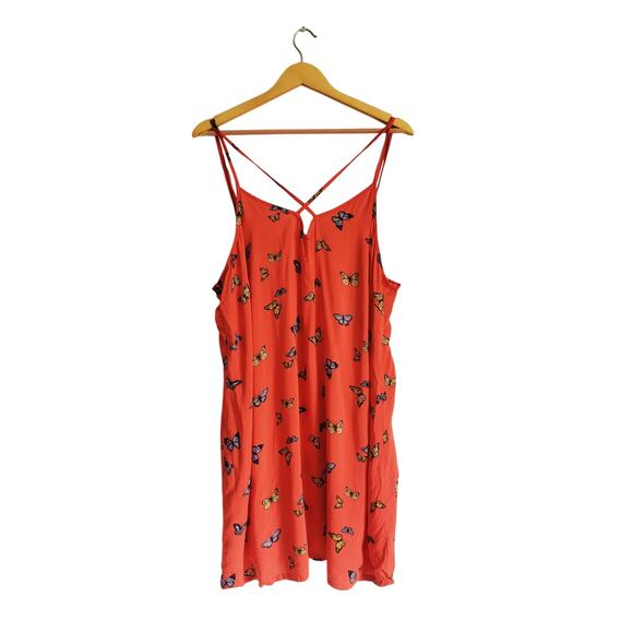 Arizona Jean Co Butterfly Mini Dress Orange Size XXL - Picture 1 of 8